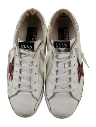 Golden Goose Leather Glitter Accents Sneakers