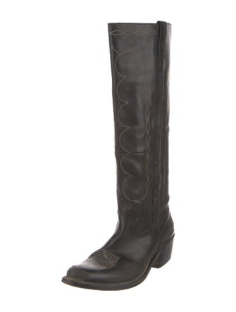 Golden Goose Leather Embroidered Accent Riding Boots