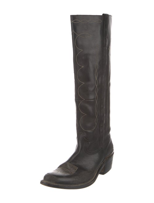 Golden Goose Leather Embroidered Accent Riding Boots