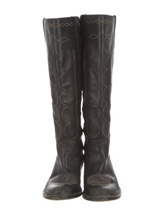 Golden Goose Leather Embroidered Accent Riding Boots