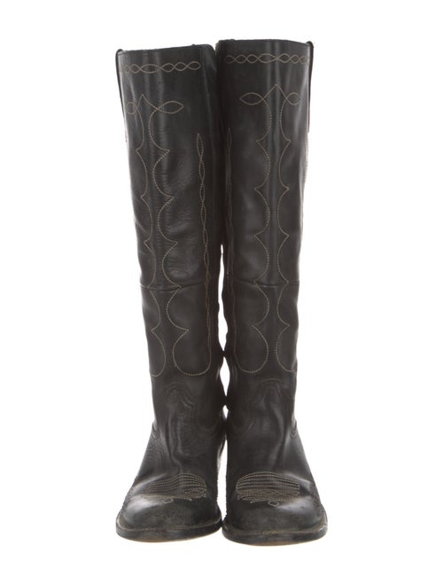 Golden Goose Leather Embroidered Accent Riding Boots