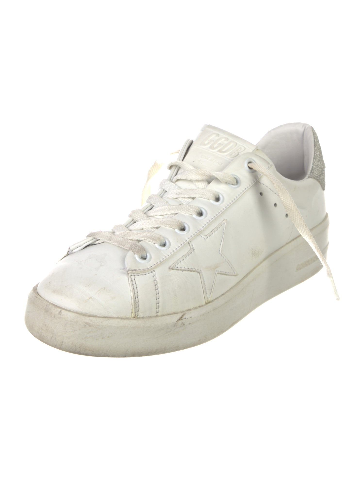 Golden Goose Leather Glitter Accents Sneakers