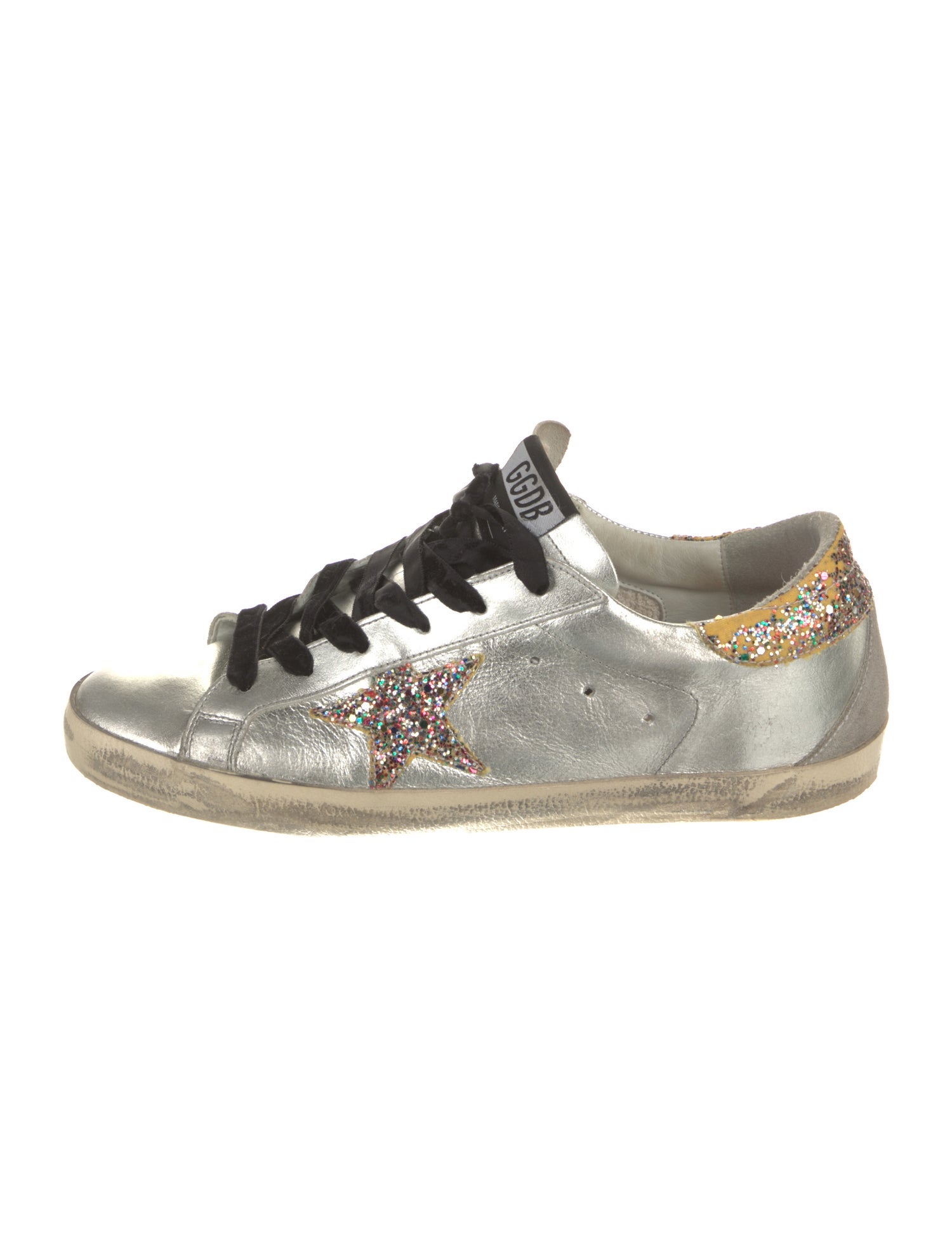 Golden Goose Leather Glitter Accents Sneakers