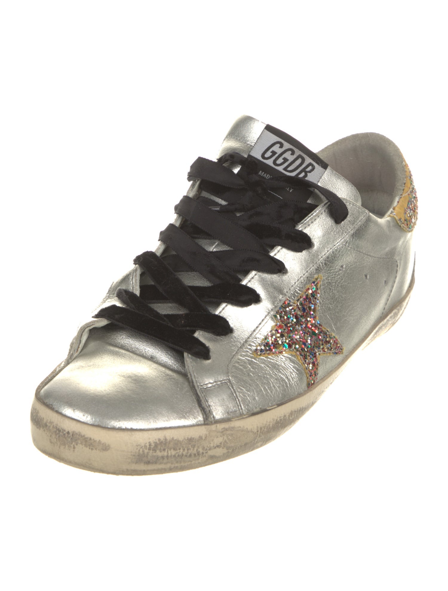 Golden Goose Leather Glitter Accents Sneakers