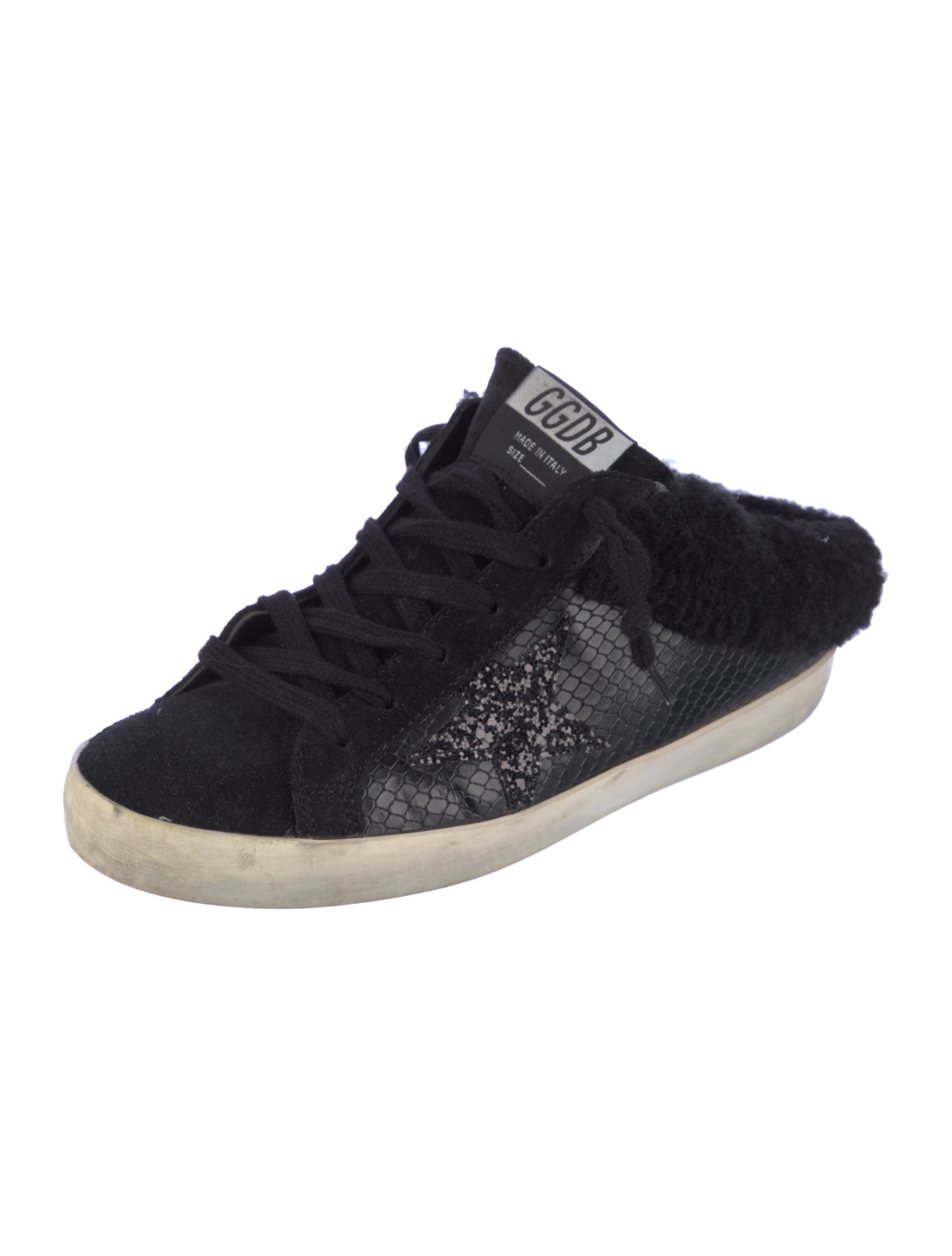 Golden Goose Leather Glitter Accents Sneakers