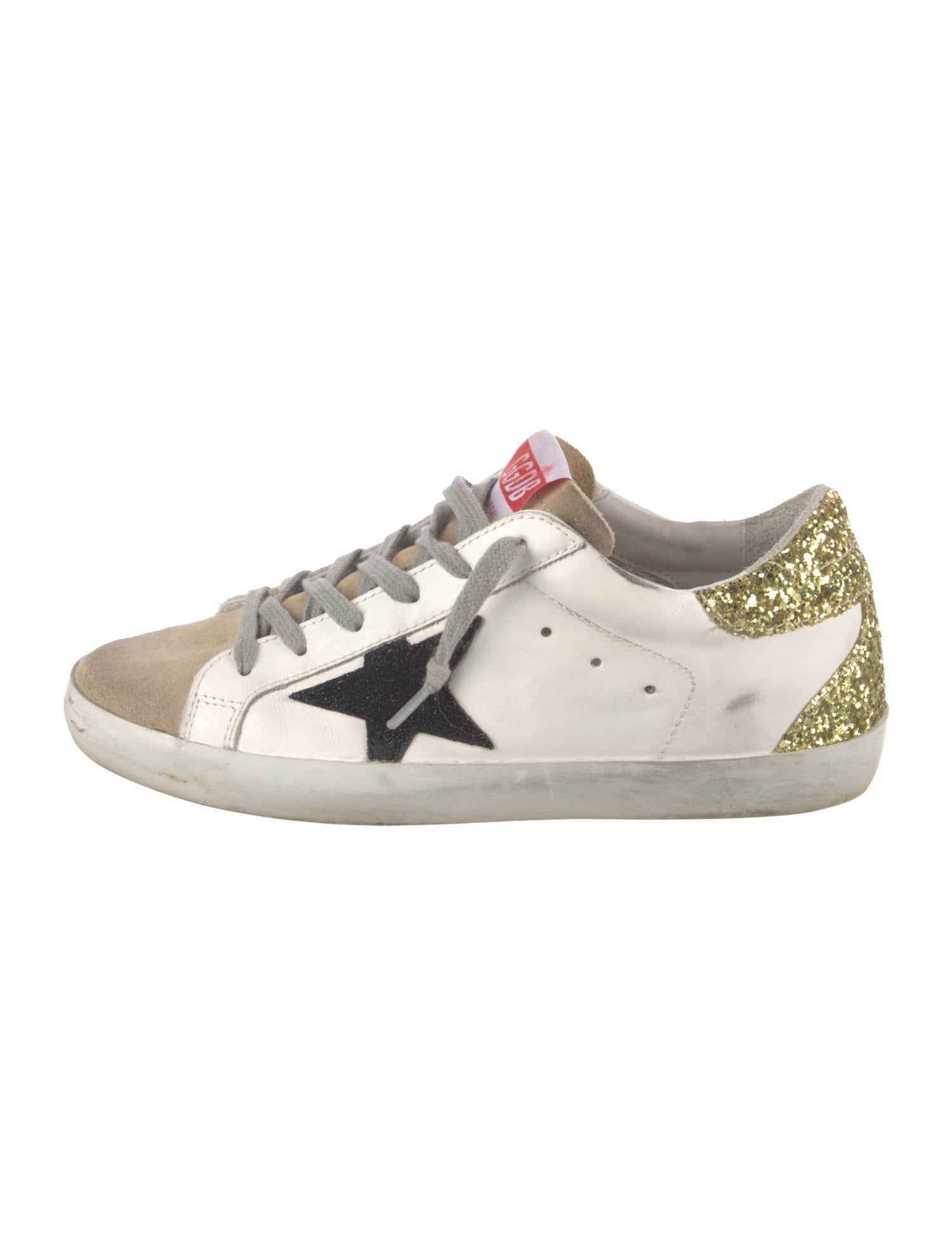 Golden Goose Leather Glitter Accents Sneakers