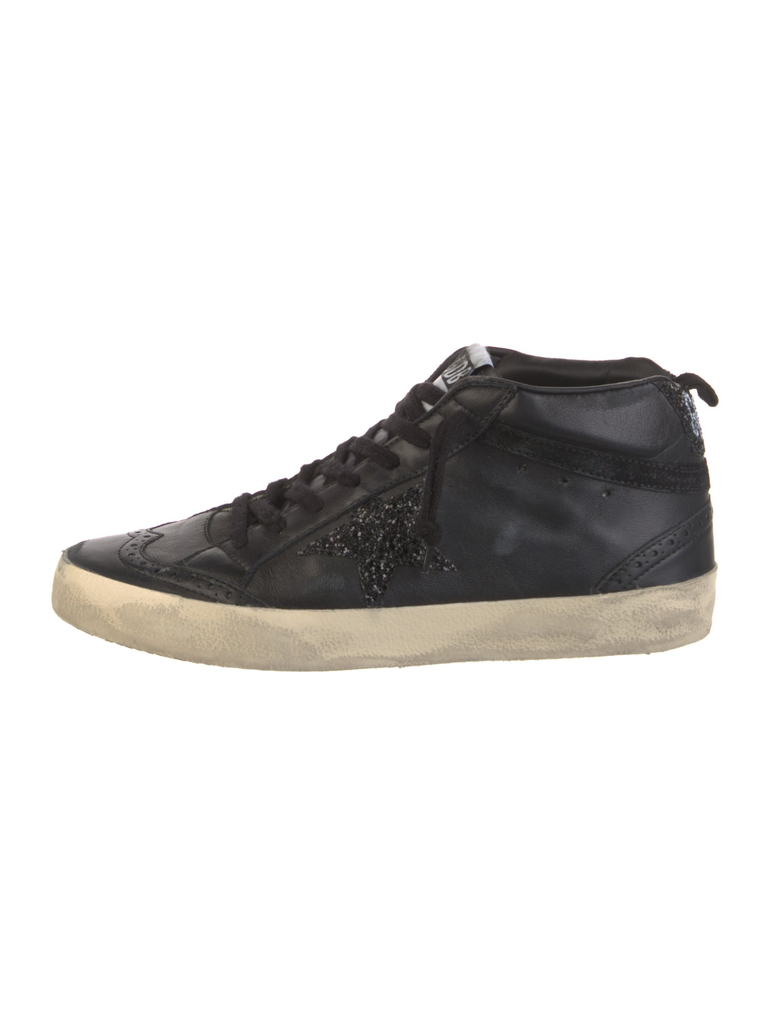 Golden Goose Leather Glitter Accents Sneakers