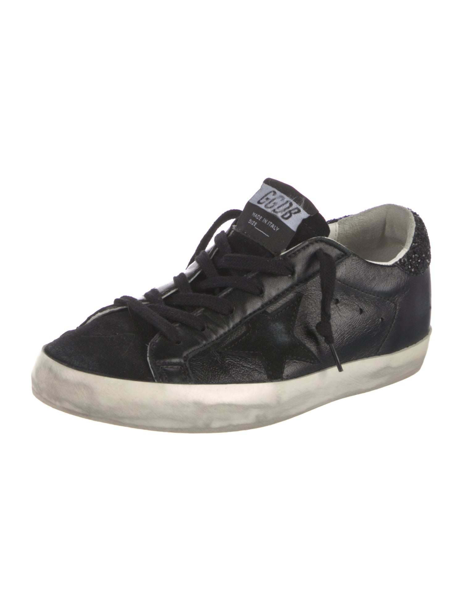 Golden Goose Leather Glitter Accents Sneakers