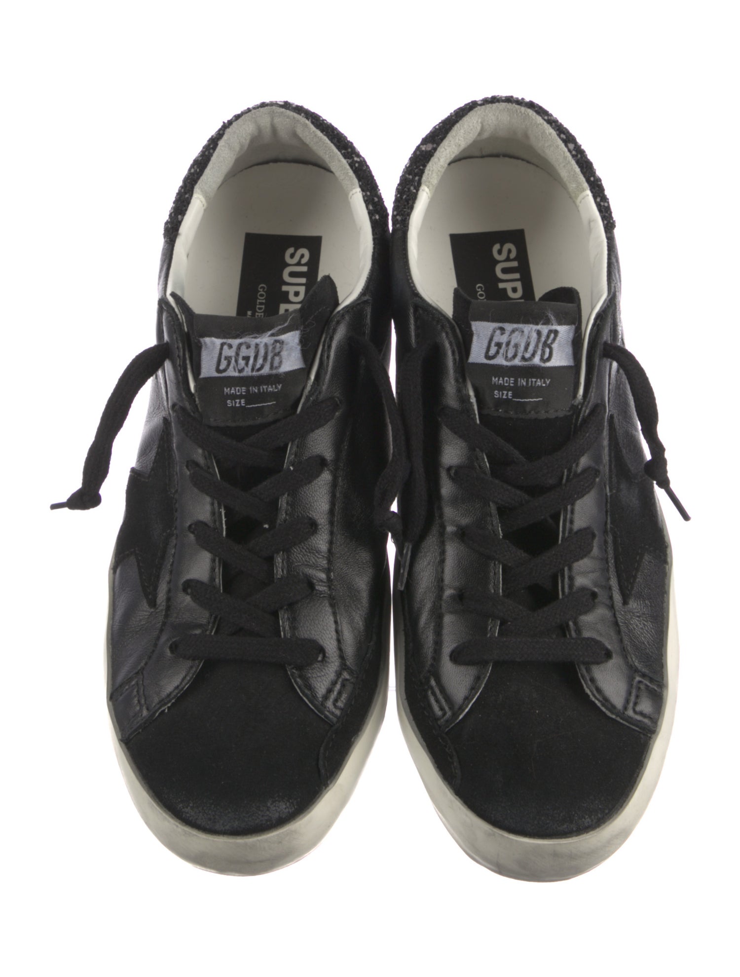 Golden Goose Leather Glitter Accents Sneakers