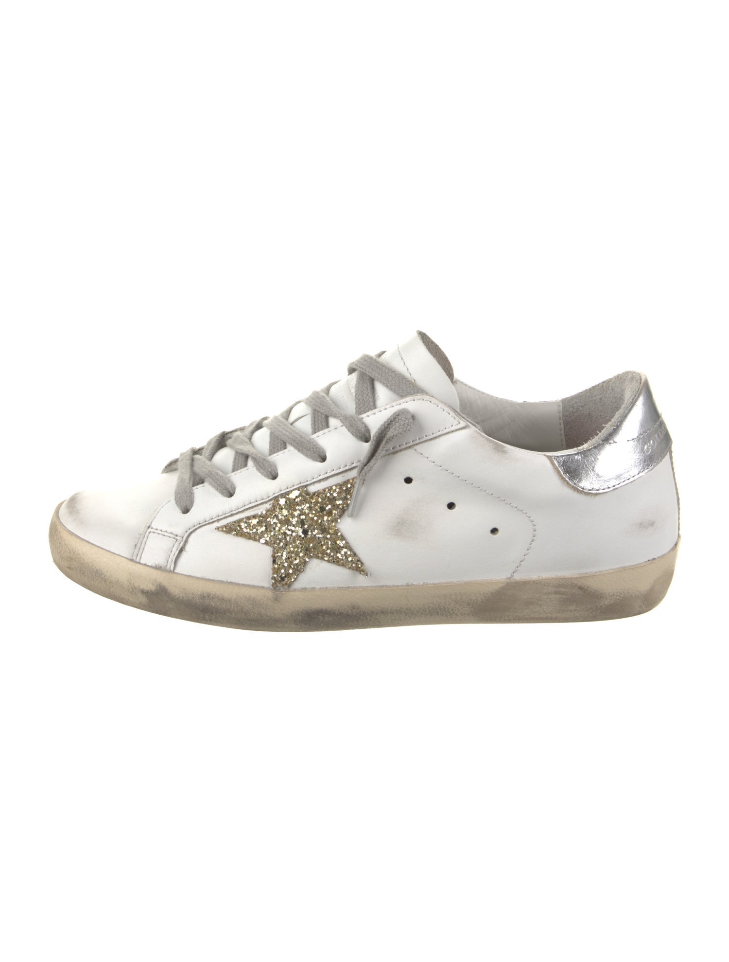 Golden Goose Leather Glitter Accents Sneakers