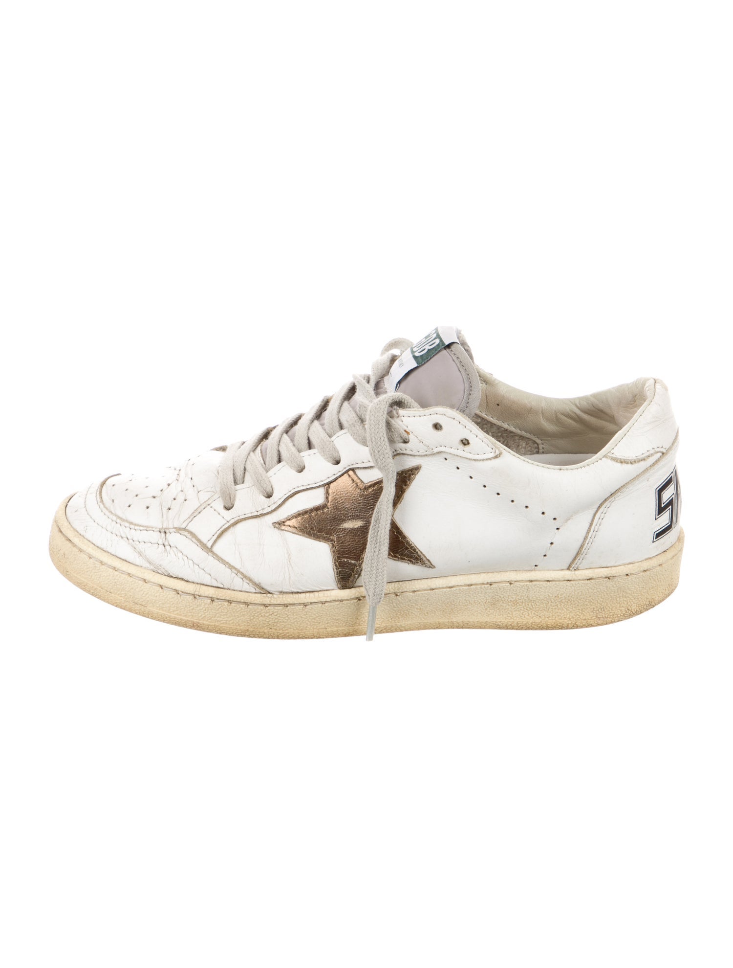 Golden Goose Leather Glitter Accents Sneakers