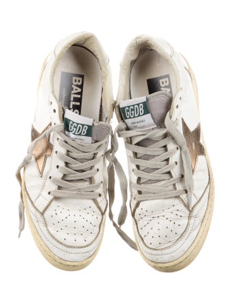 Golden Goose Leather Glitter Accents Sneakers