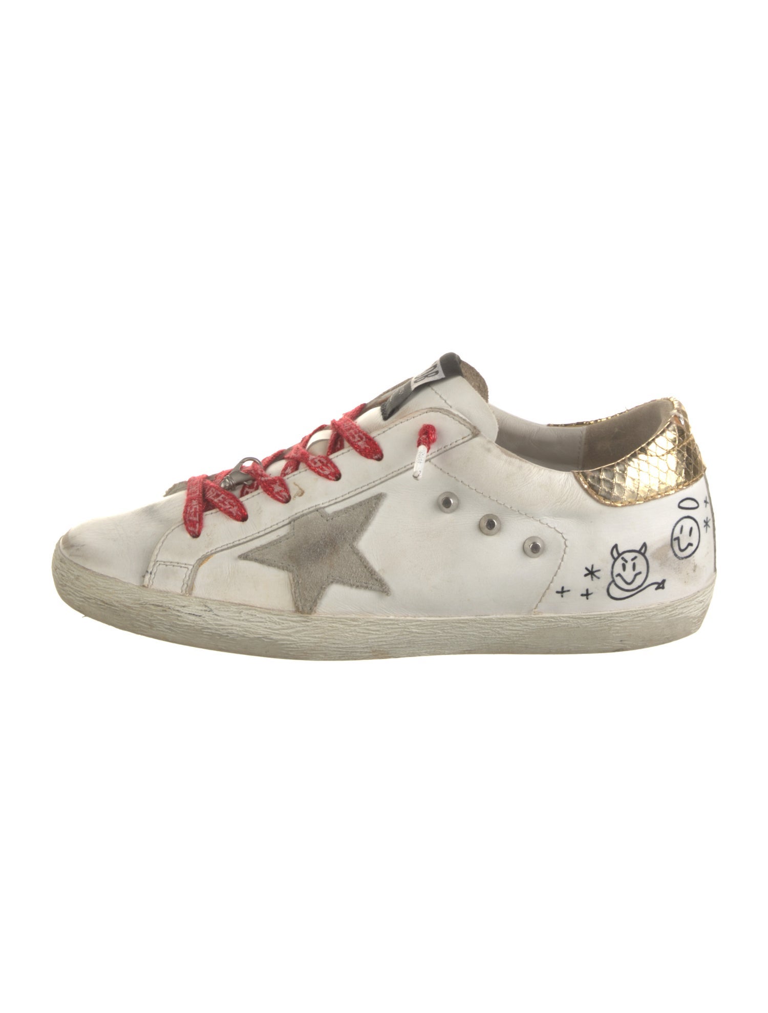Golden Goose Leather Glitter Accents Sneakers