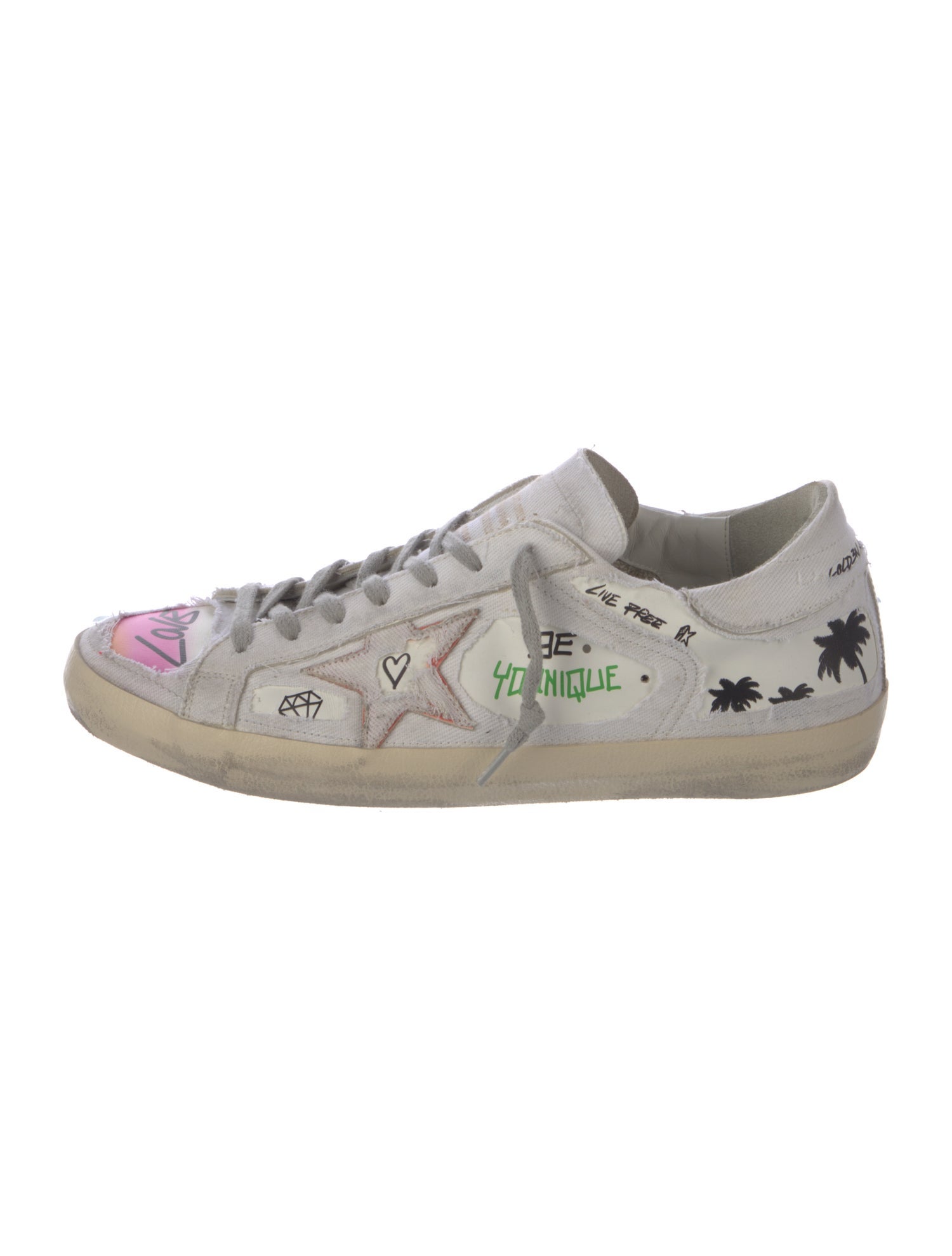 Golden Goose Leather Printed Sneakers