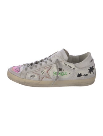 Golden Goose Leather Printed Sneakers
