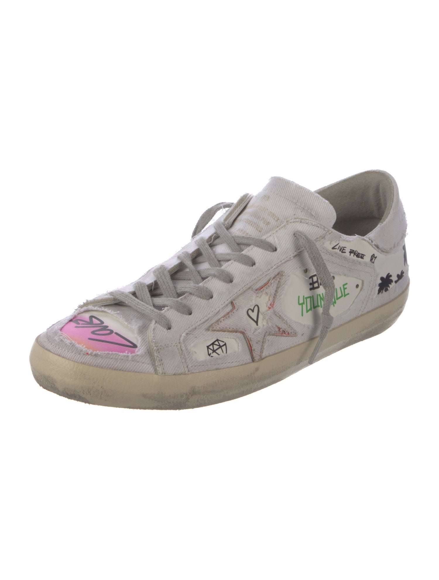 Golden Goose Leather Printed Sneakers