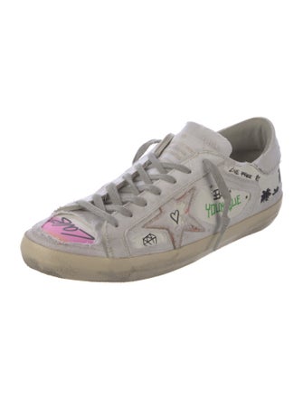 Golden Goose Leather Printed Sneakers