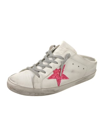 Golden Goose Leather Glitter Accents Sneakers
