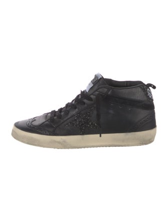 Golden Goose Leather Glitter Accents Sneakers