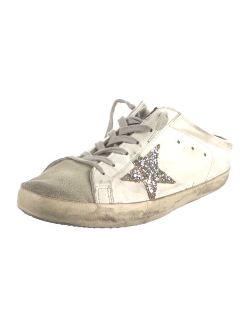 Golden Goose Leather Glitter Accents Sneakers
