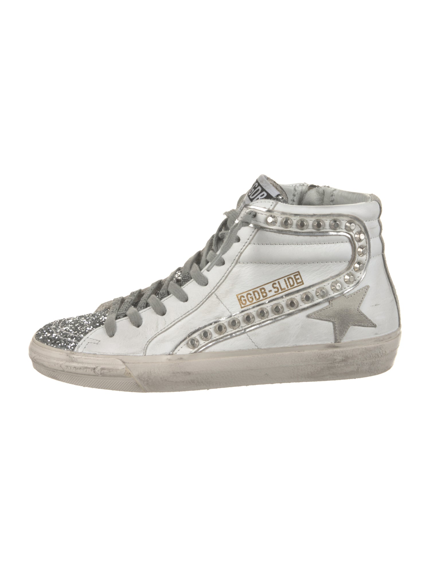 Golden Goose Leather Glitter Accents Sneakers