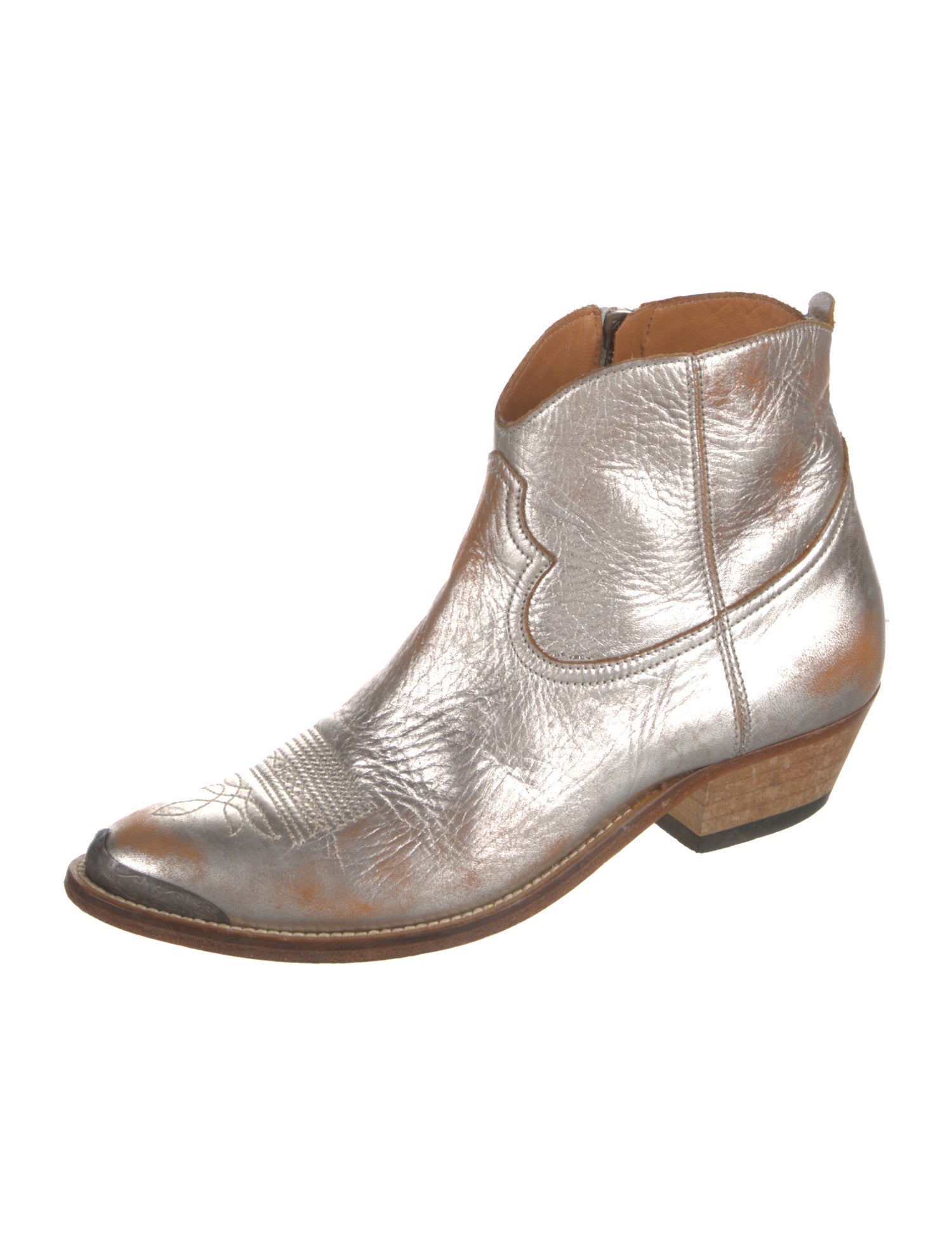 Golden Goose Leather Distressed Accents Western Boots