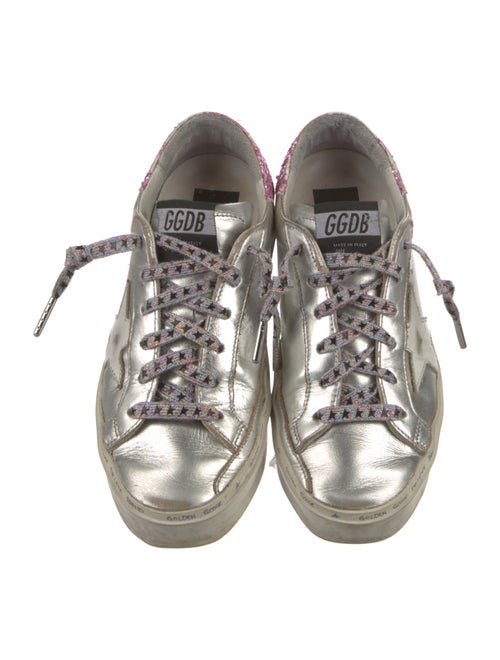 Golden Goose Leather Glitter Accents Sneakers