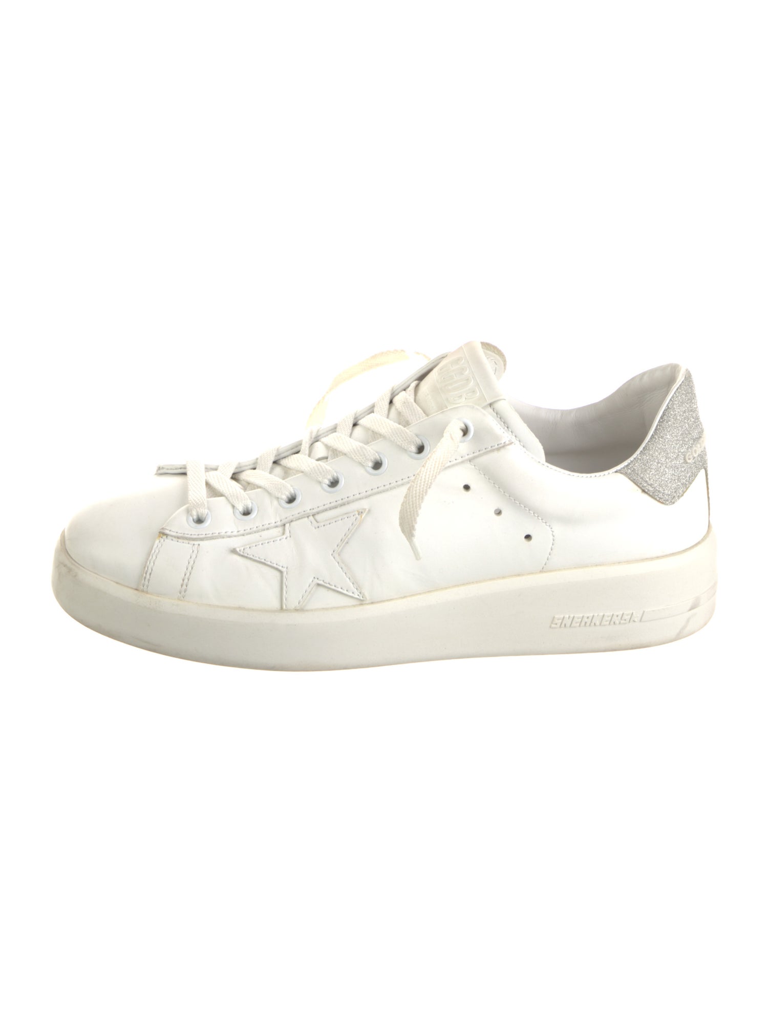 Golden Goose Leather Glitter Accents Sneakers