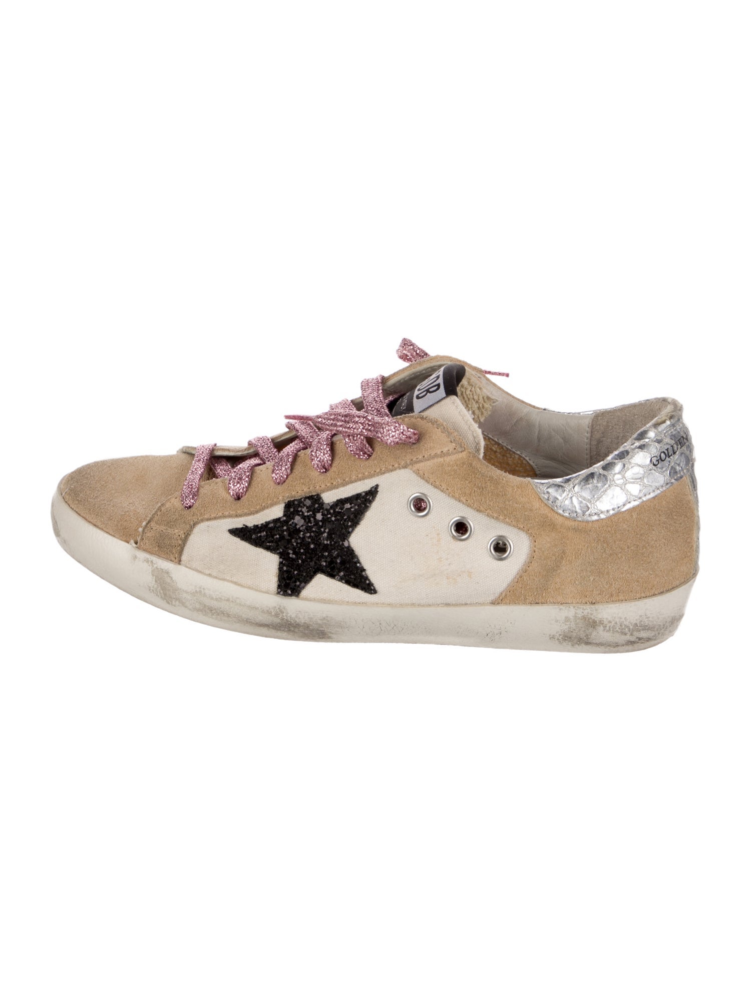 Golden Goose Suede Colorblock Pattern Sneakers