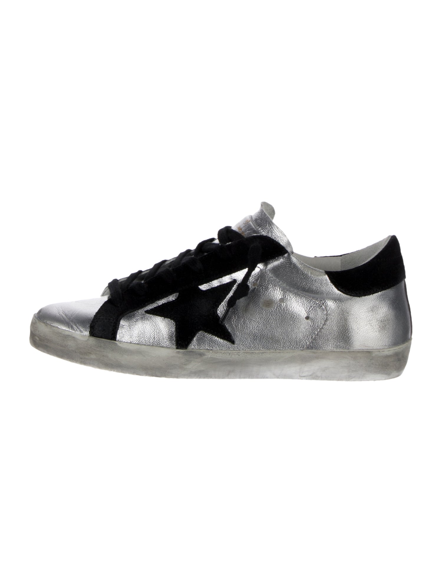 Golden Goose Leather Colorblock Pattern Sneakers