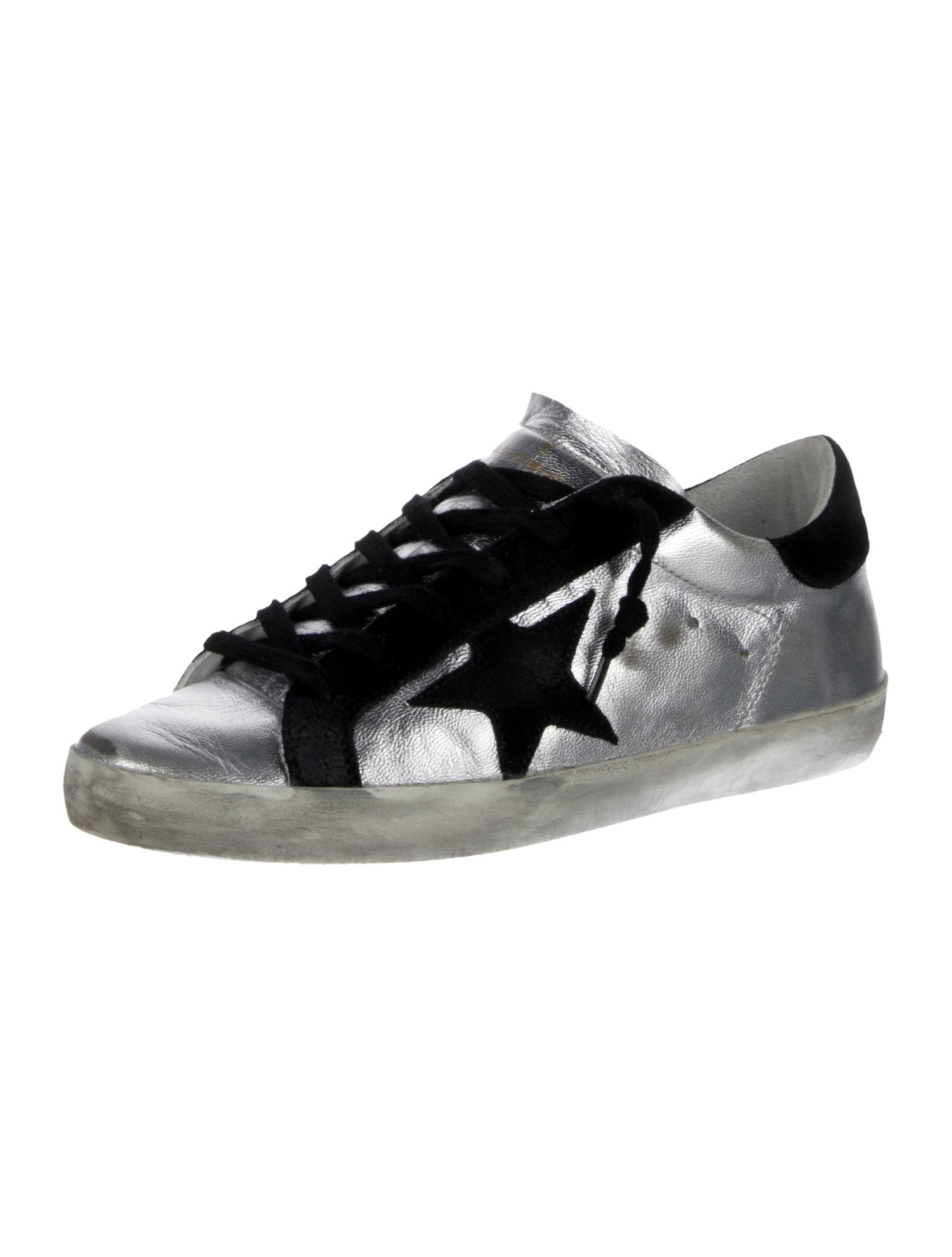Golden Goose Leather Colorblock Pattern Sneakers
