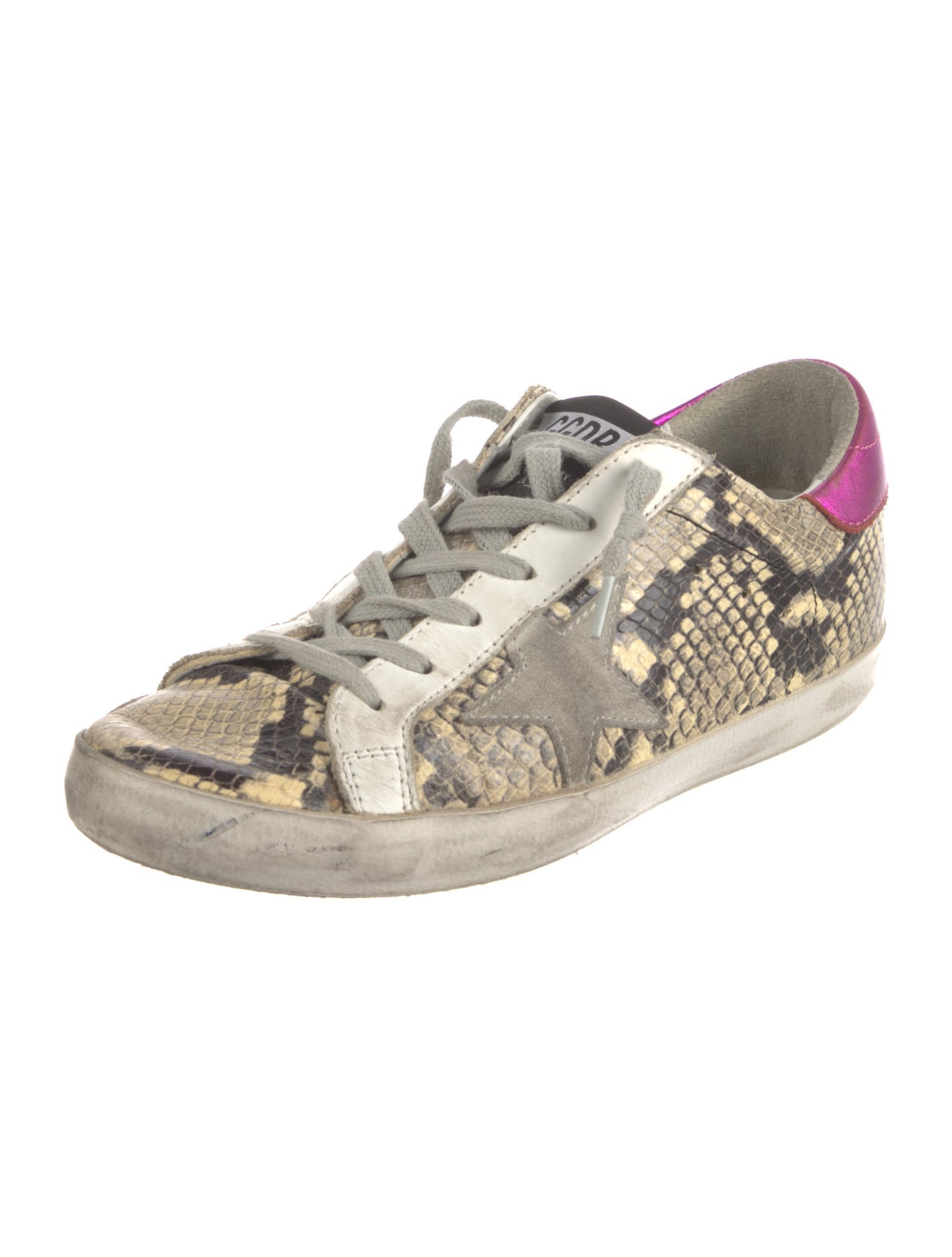 Golden Goose Leather Animal Print Sneakers