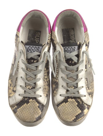 Golden Goose Leather Animal Print Sneakers