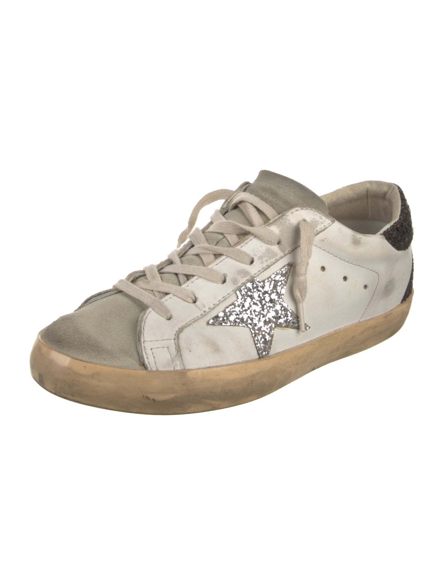Golden Goose Leather Colorblock Pattern Sneakers