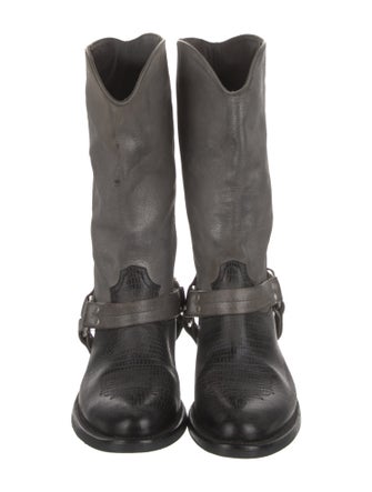 Golden Goose Leather Distressed Accents Moto Boots