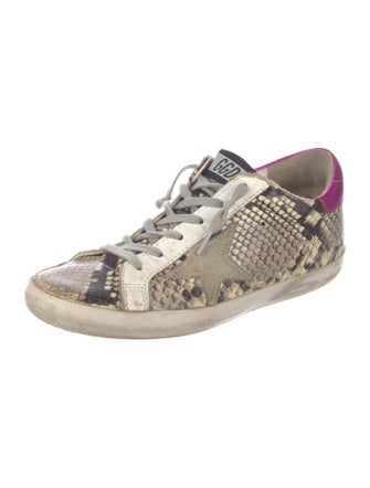 Golden Goose Leather Animal Print Sneakers