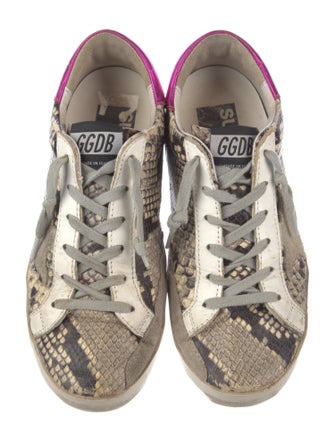 Golden Goose Leather Animal Print Sneakers