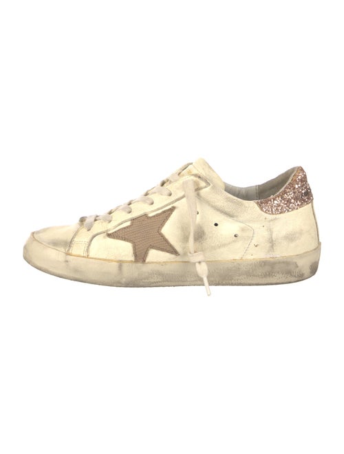 Golden Goose Leather Glitter Accents Sneakers