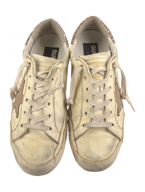 Golden Goose Leather Glitter Accents Sneakers