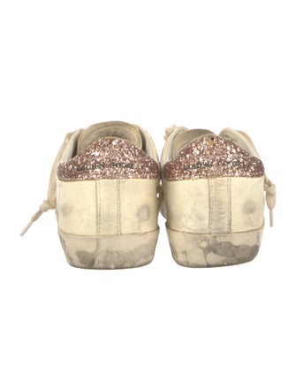 Golden Goose Leather Glitter Accents Sneakers