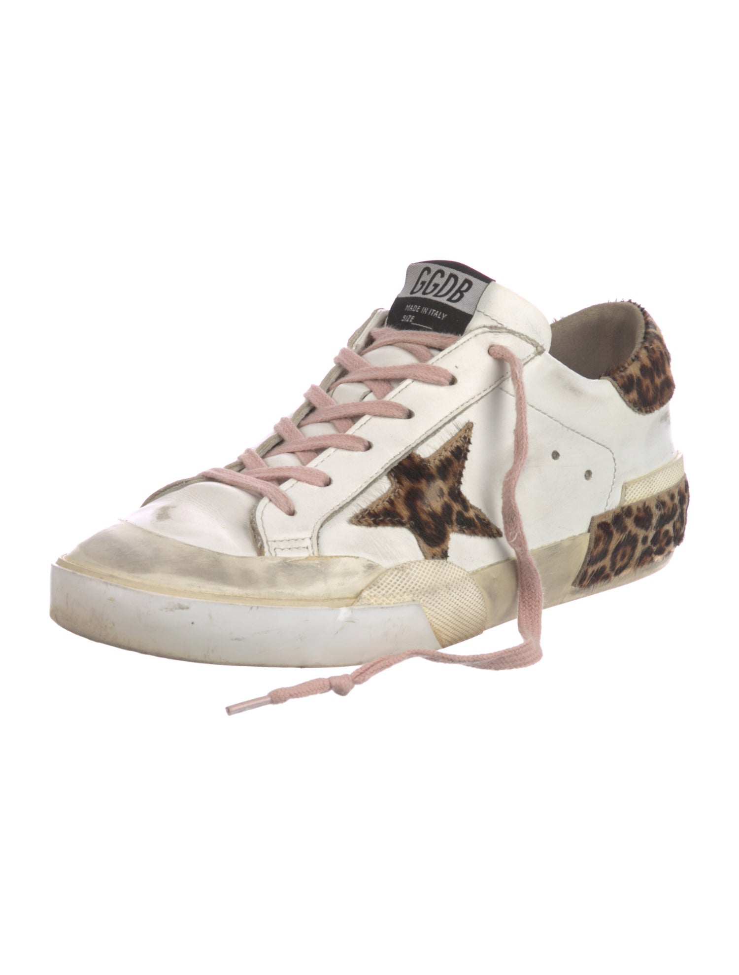 Golden Goose Leather Animal Print Sneakers