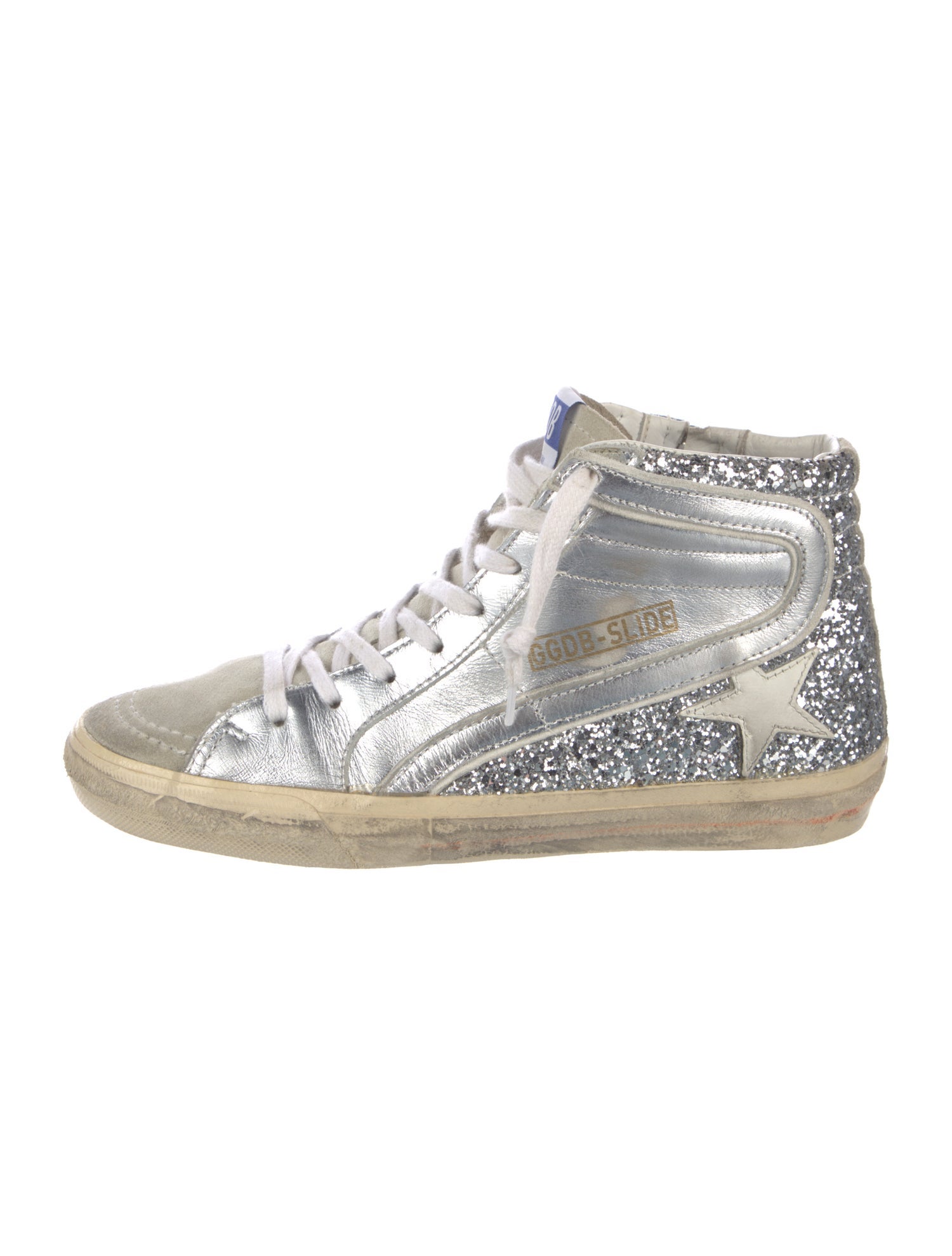 Golden Goose Leather Glitter Accents Sneakers
