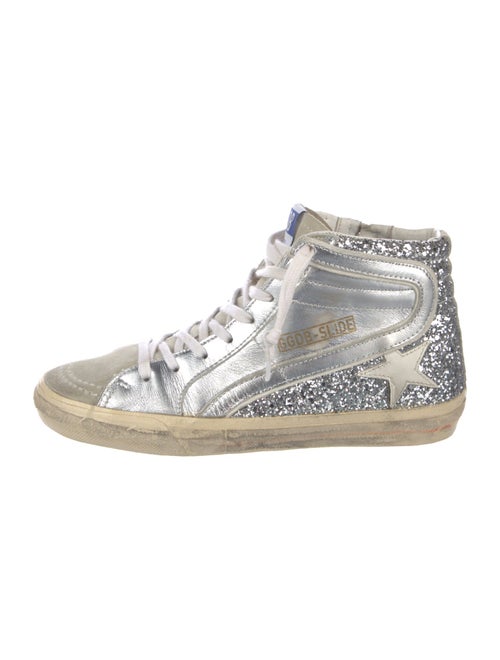 Golden Goose Leather Glitter Accents Sneakers