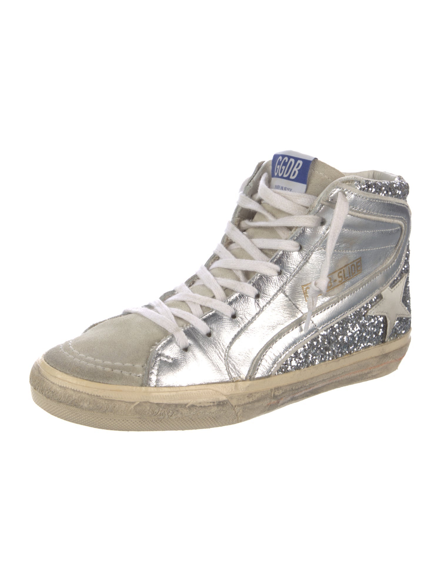 Golden Goose Leather Glitter Accents Sneakers