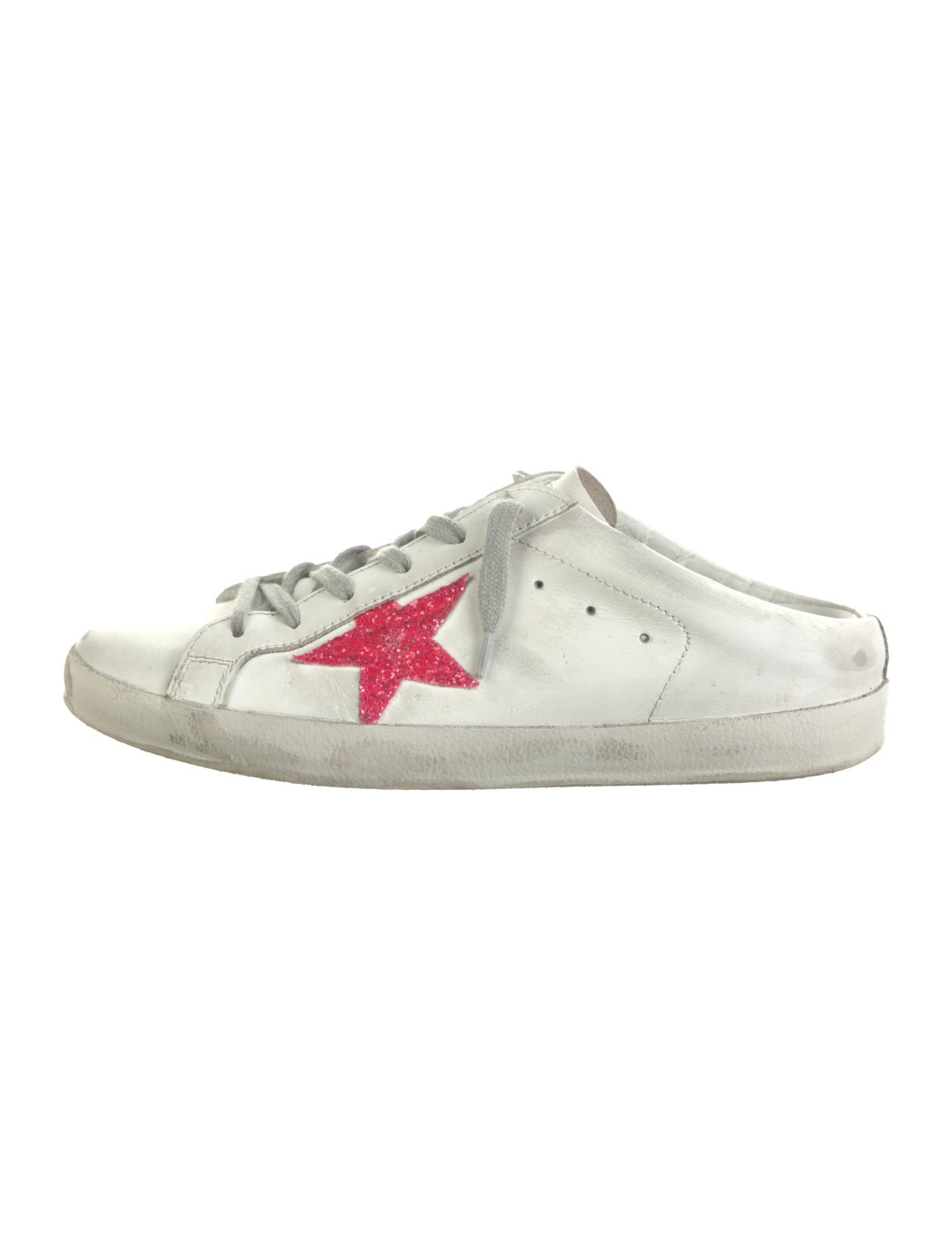 Golden Goose Leather Glitter Accents Sneakers