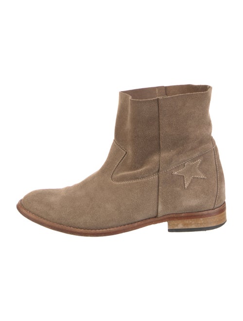 Golden Goose Suede Embroidered Accent Moto Boots