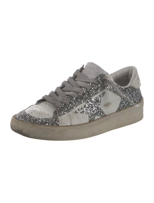 Golden Goose Leather Glitter Accents Sneakers