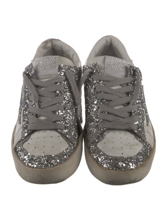 Golden Goose Leather Glitter Accents Sneakers