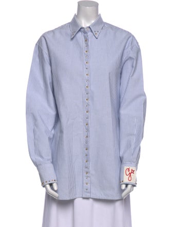 Golden Goose Striped Long Sleeve Button-Up Top