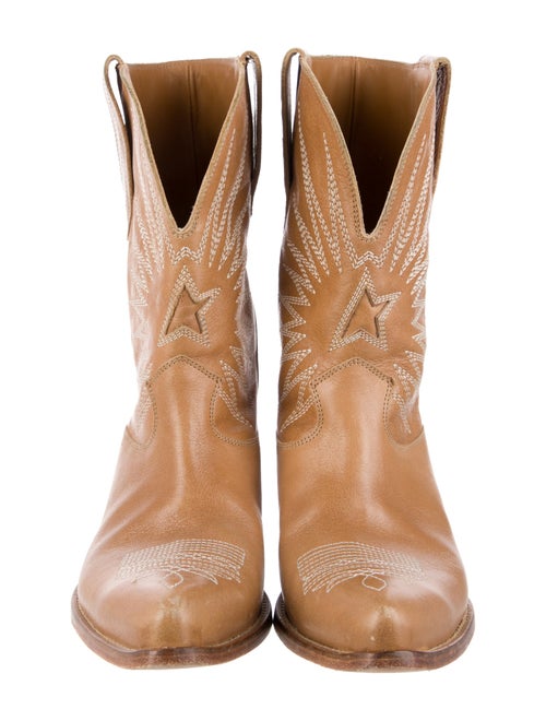 Golden Goose Leather Embroidered Accent Western Boots